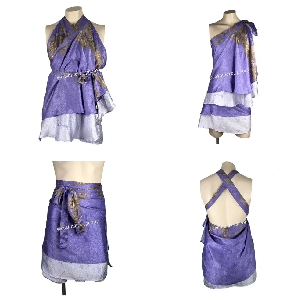 Two Layer Magic Wrap Silk Print Skirt Sari
